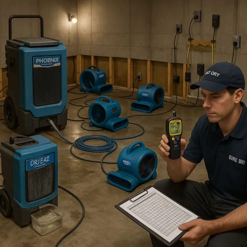 Structural Drying and Dehumidification process in Copiague, NY
